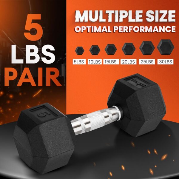 Yes4All Chrome Grip Encased Hex Dumbbells – Hand Weights With Anti-Slip 10-30 LBS Pair - Image 3