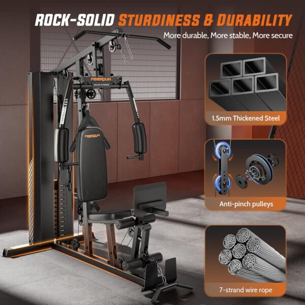 FEIERDUN Home Gym Equipment, Multi-Functional Workout Equipment with 154LBS Weight Stack, for Leg Press, LAT Pull Down, Chest Presses - Image 2