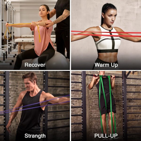 Odoland 5 Packs Pull Up Assist Bands, Pull Up Straps, Resistance Bands with Door Anchor and Handles, Stretch Mobility, Powerlifting and Extra Durable Exercise Bands with eGuide - Image 8