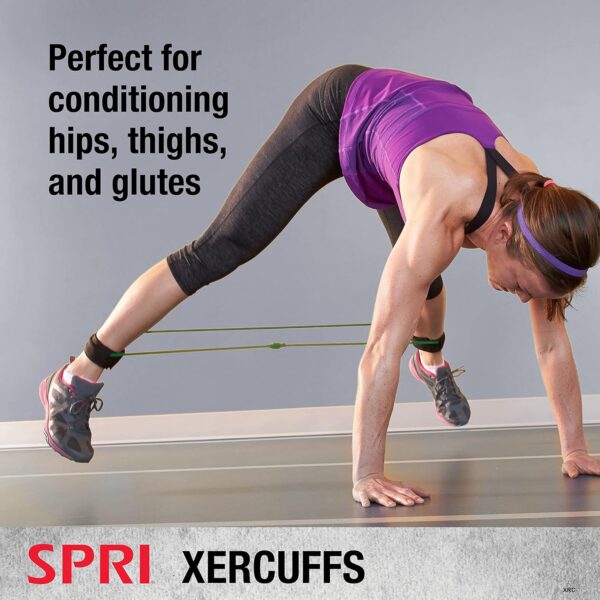 SPRI Xercuff Leg Resistance Band Exercise Cord with Non-Slip Padded Ankle Cuffs (All Bands Sold Separately) Portable for the Gym or At Home Workout Equipment - Image 3
