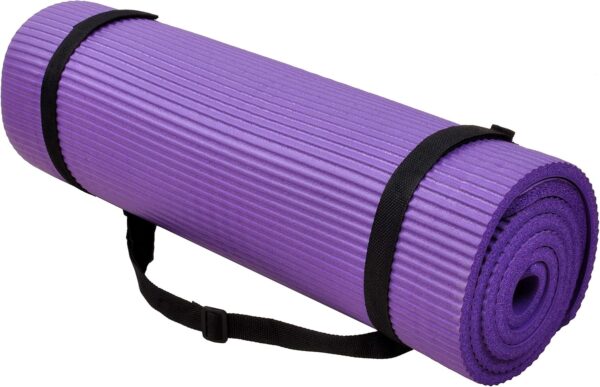 All Purpose 1/2-Inch Extra Thick High Density Anti-Tear Exercise Yoga Mat and Knee Pad with Carrying Strap, Multiple Colors - Image 3
