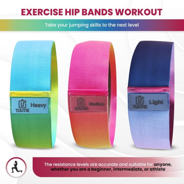 Non-Slip Resistance Bands - Durable Fabric Exercise Bands for Glute Workouts - Lightweight & Compact with 3 Levels - Resistance Bands for Working Out - No Equipment Needed - Image 2