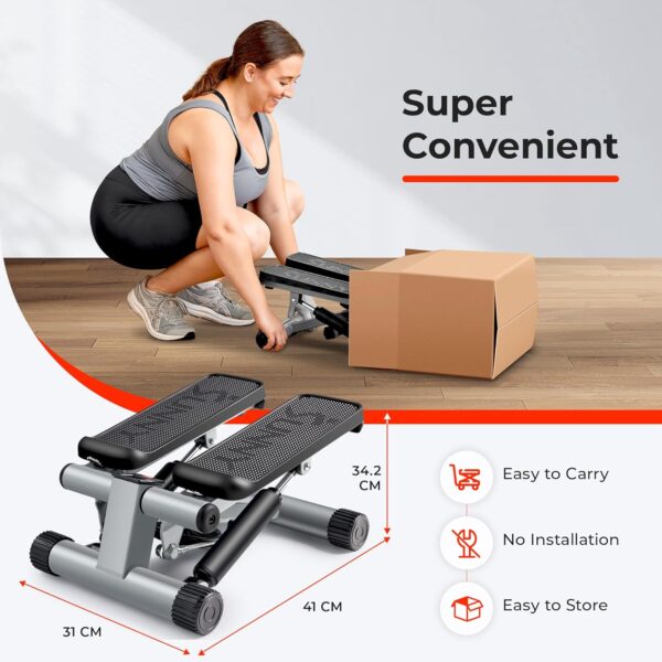 Sunny Health & Fitness Mini Steppers for Exercise at Home, Stair Step Workout Machine with Optional Resistance Bands, Full Body Cardio Equipment, Optional Free SunnyFit App Connection Smart Stepper - Image 6