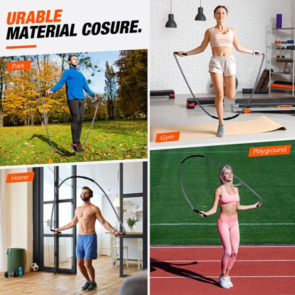 Jump Rope, Weighted Jump Rope for Fitness, Heavy Skipping Ropes for Men Women Kids, Home Gym Workout Equipment Set, Suitable for Boxing, Cardio, Training Muscles, Full Body Exercise Weight Loss at Home - Image 7