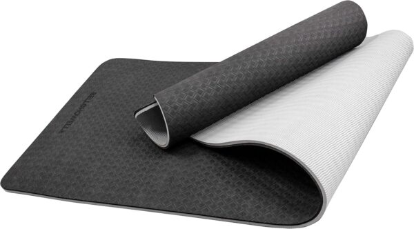 Bell & Howell Extra Thick TPE Yoga Mat, 72”L x 24”W x ½ Inch Thickness, Slip Resistant Technology, High Density, Strap Included, Black/Gray