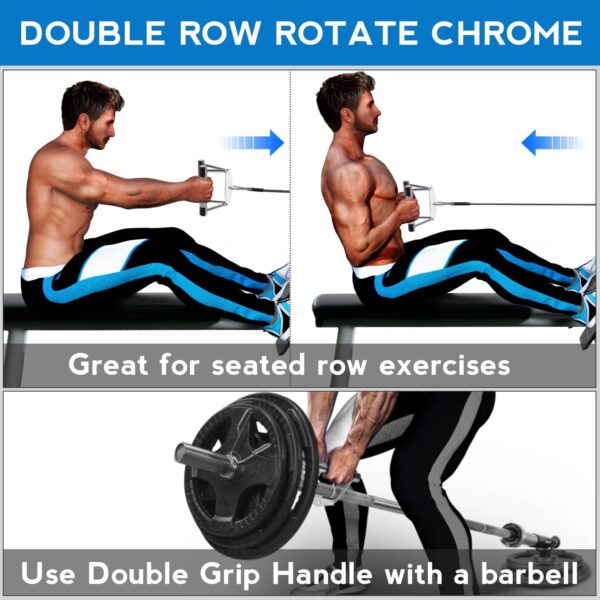Yes4All Double D Row Handle Cable Attachment for Weight Workout, Cable Machine Accessories for Home Gym, LAT Pull Down V Bar with Capacity Up to 880LBS - Image 9