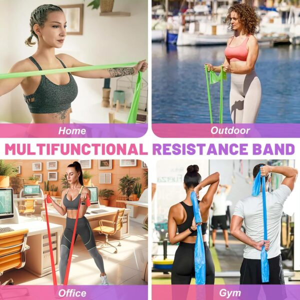 Resistance Bands Set, 5 Pcs Exercise Bands Elastic Stretch Bands for Yoga Pilates Fitness Stretching Strength Training, Workout Bands for Home Gym - Image 9