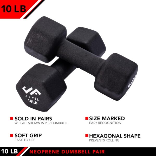 JFIT Neoprene Dumbbell Pairs, 10 LB - Image 3
