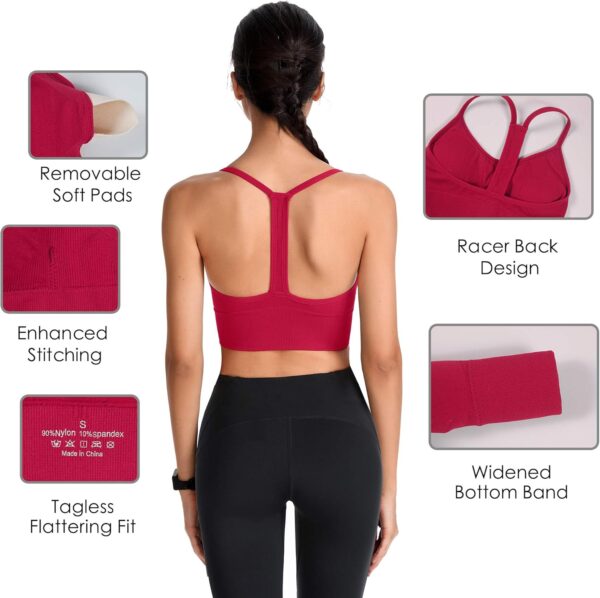 Evercute Racerback Sports Bras Padded Y Racer Back Cropped Bras for Yoga Workout Fitness Low Impact - Image 3