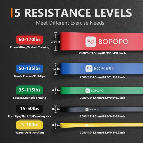 Resistance Bands, Resistance Bands for Working Out, Pull Up Assistance Bands Set for Men & Women, Exercise Bands for Home Workouts, Body Stretching, Physical Therapy, Muscle Training - Image 2