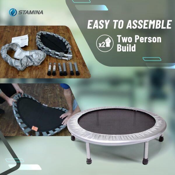 Stamina 36 Inch Fitness Trampoline w/ Foldable Steel Frame, 250 Pound Capacity, Gray - Image 9