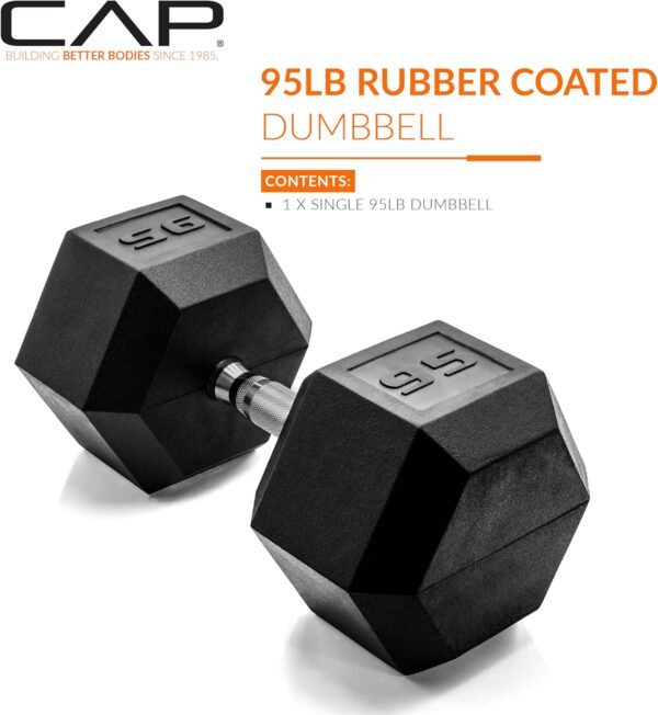 CAP Barbell 95 LB Coated Hex Dumbbell Weight, New Edition (SDRIS-95) - Image 2