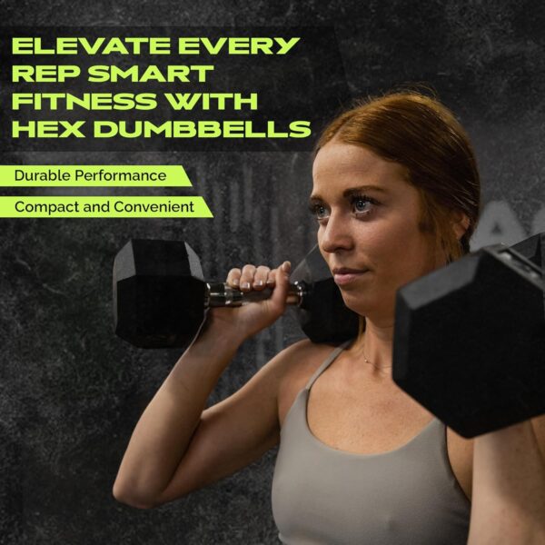Rubber Coated Dumbbells - No Roll Design Easy-Grip Steel Knurled Handle, Weights Dumbbells Set for Strength Training - Ideal Weights Set for Home Gym - 10-60 LBS SOLD INDIVIDUALLY - Image 3