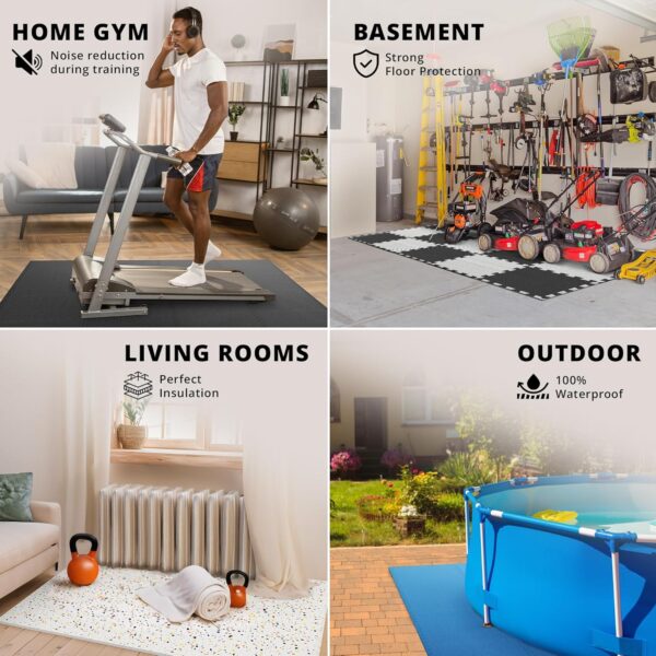 Gym Flooring Set - Interlocking EVA Soft Foam Floor Mat, 18 Pieces Puzzle Rubber Tiles Protective Ground Surface Protection, Play Workout Exercise Mats Underlay Matting Sports Pool Home Fitness Garage - Image 5