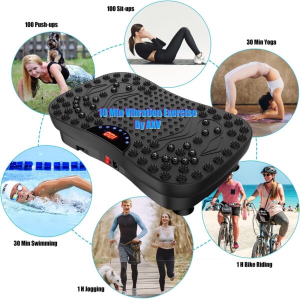 AXV Vibration Plate Fitness Platform Exercise Machine Vibrating Lymphatic Drainage Shaking Workout Full Body Shaker Vibrate Stand Shake Board Sport Gym Pad for Weight Loss Fat Burner for Women Men - Image 2