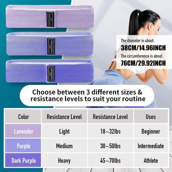 Resistance Bands Sets Portable Exercise Loops for Legs and Hip 3 Resistance Level Workout Weight Bands with Non-Slip Design Workout Flexbands for Home Gym Office Yoga Pilates - Image 3
