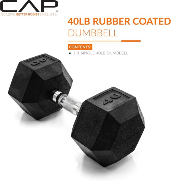 CAP Barbell 40 LB Coated Hex Dumbbell Weight, New Edition - Image 2