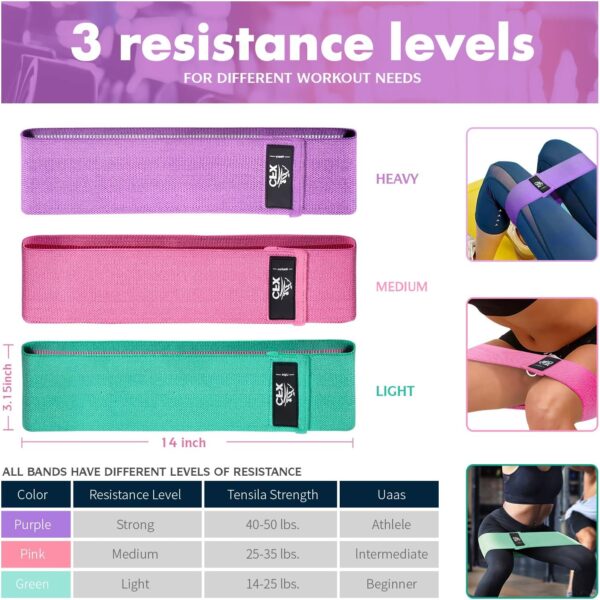 CFX Resistance Bands Set, Exercise Bands with Non-Slip Design for HIPS & Glutes, 3 Levels Workout Bands for Women and Men, Booty Bands for Home Fitness, Yoga, Pilates - Image 4