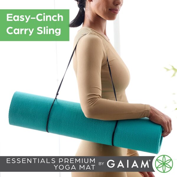 Gaiam Essentials Premium Yoga Mat with Yoga Mat Carrier Sling (72"L x 24"W x 1/4 Inch Thick) - Image 4