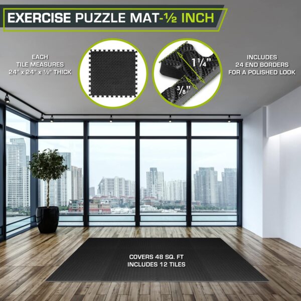 ProsourceFit Puzzle Exercise Mat ½ in, EVA Interlocking Foam Floor Tiles for Home Gym, Mat for Home Workout Equipment, Floor Padding for Kids - Image 2