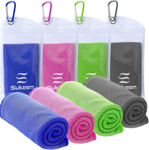 Sukeen [4 Pack] Cooling Towel (40"x12"),Ice Towel,Soft Breathable Chilly Towel,Microfiber Towel for Yoga,Sport,Running,Gym,Workout,Camping,Fitness,Workout & More Activities