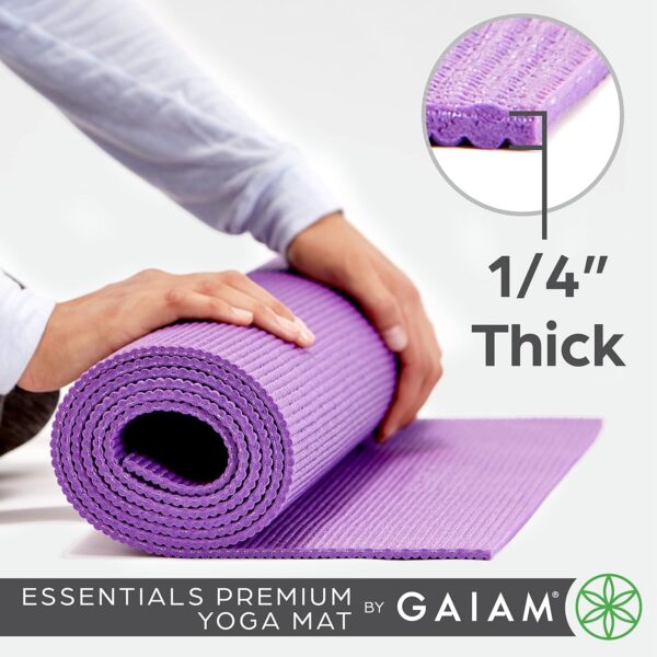 Gaiam Essentials Premium Yoga Mat with Yoga Mat Carrier Sling (72"L x 24"W x 1/4 Inch Thick) - Image 3