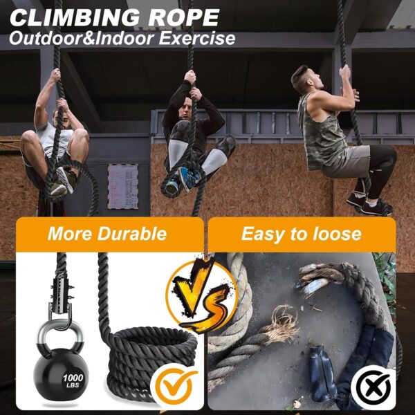 Climbing Rope 1.5 Inch Diameter 10/15 / 20/30 Feet Length Gym Climbing Rope for Workout Fitness & Strength Training, Gym Rope, Exercise Climbing Rope in Black for Adults Outdoor & Indoor - Image 5