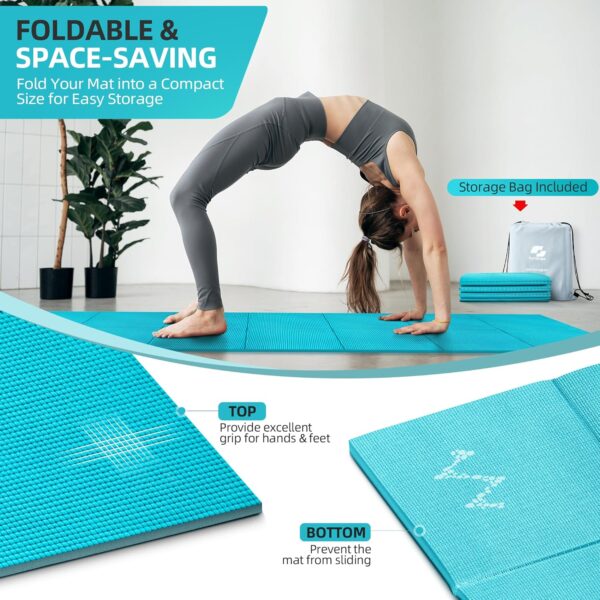 Foldable Yoga Mat for Travel, 68"x24" Folding Travel Gym Mat for Women Yoga Studio, Packable and Portable Pilates Mat with Storage Bag Easy to Carry, Lightweight Travel Workout Mat, 2mm/4mm - Image 5