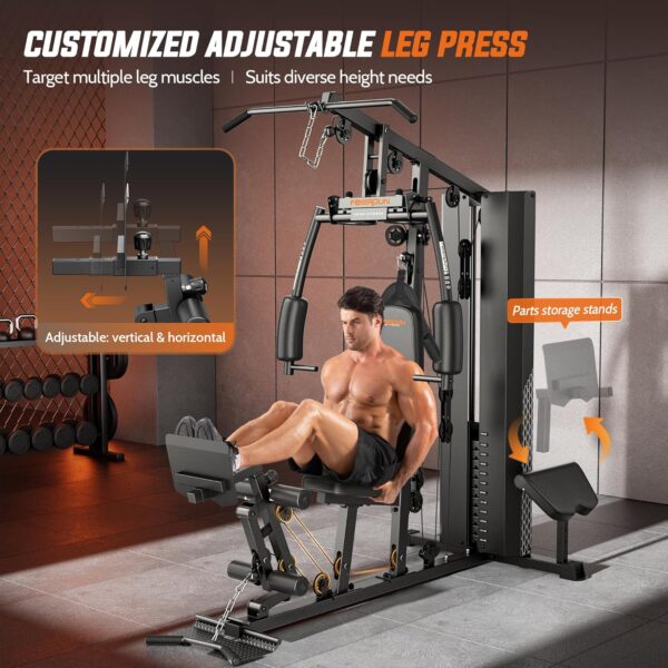 FEIERDUN Home Gym Equipment, Multi-Functional Workout Equipment with 154LBS Weight Stack, for Leg Press, LAT Pull Down, Chest Presses - Image 5