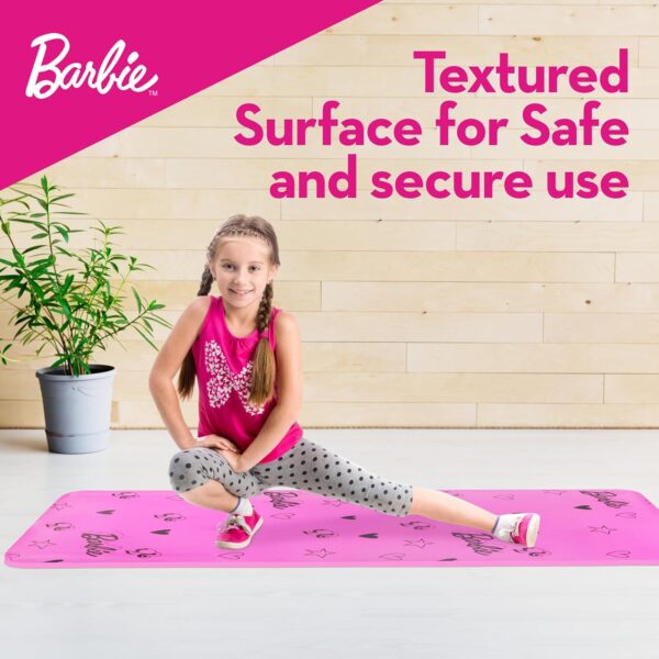 Barbie Love Out Loud Kids Yoga Mat Non Slip for Boys and Girls, All Purpose, PVC, Fitness and Workout Accessories, Pink, 10 mm - Image 3