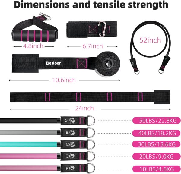 Resistance Band Set. Exercise Bands with Handles, Door Anchor and Ankle Strap. Home Gym, Supports Full-Body Workouts - with Fitness Poster and Video - Image 7