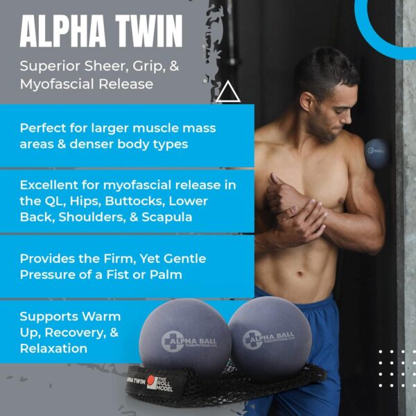 Tune Up Fitness – Alpha Twin Set in Tote | Larger Sized Yoga Massage Therapy Balls | Trigger Point Ball, Myofascial Release and Pain Relief for Upper & Lower Back, IT Band, QL, Hamstrings, Glutes - Image 2