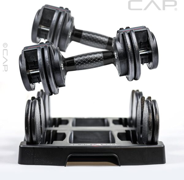 CAP Barbell 12.5 lb Pair ADJUSTABELL Adjustable Dumbbell with Contoured Full Rotation Handle, Honeycomb Design, Black - Image 7