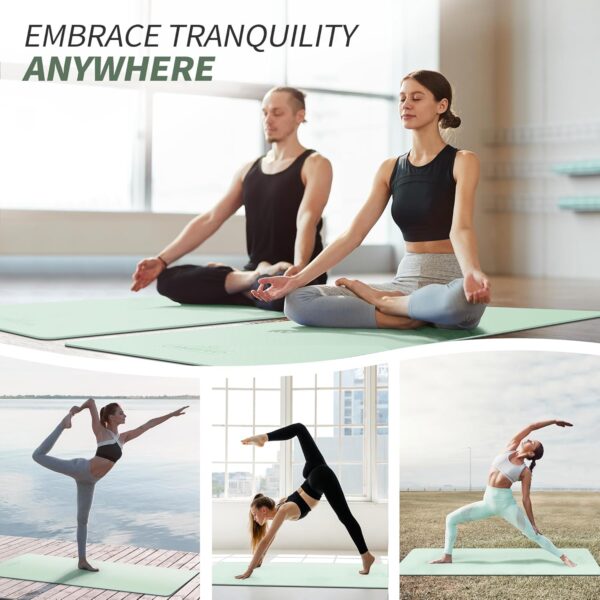 CAMBIVO Yoga Mat for Women Men Kids, 1/3 & 1/4 & 2/5 Inch Extra Thick Yoga Mat Non Slip, 72" x 24" TPE Yoga Mats, Workout Mat with Carrying Strap for Yoga, Pilates and Floor Exercises - Image 5