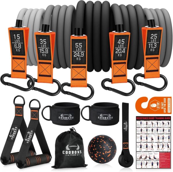 Resistance Bands, Heavy Exercise Bands with Handles, Fitness Bands for Working Out, Workout Bands for Men and Women, Weight Bands Set for Muscle Training, Strength, Yoga, Home Gym Equipment
