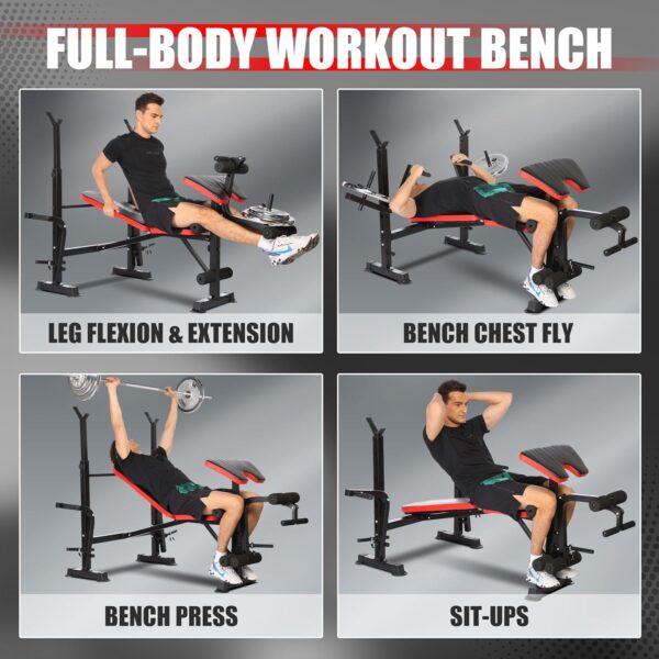 OPPSDECOR 660lbs 6 in 1 Weight Bench Set with Squat Rack Adjustable Workout Bench with Leg Developer Preacher Curl Rack Fitness Strength Training for Home Gym - Image 8