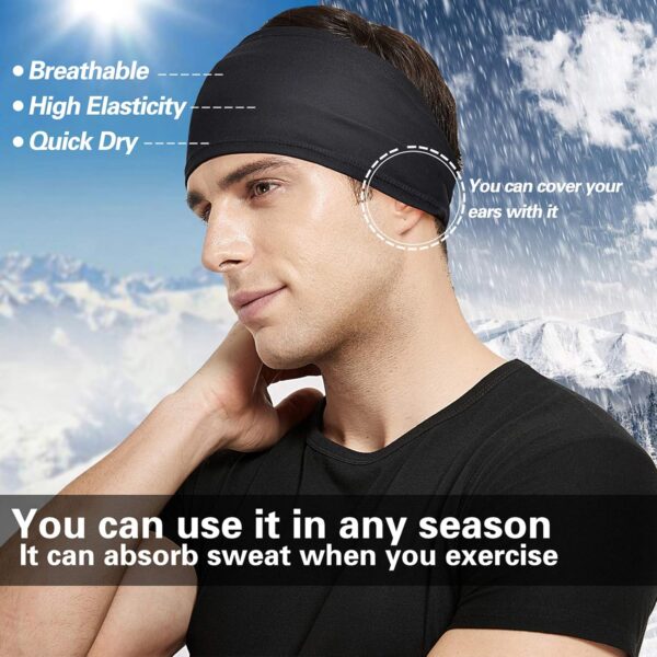 Mens Running Headband,5Pack,Mens Sweatband Sports Headband for Running,Cycling,Basketball,Yoga,Fitness Workout Stretchy Unisex Hairband - Image 3