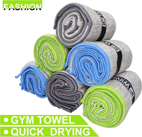 6 Pack Microfiber Gym Towels for Working Out，Fast Drying Workout Accessories Sweat Towels for Gym Gear,Gym Towels for Men & Women,Sports Exercise Fitness Gear Tennis Towels for Body Hot Yoga - Image 2