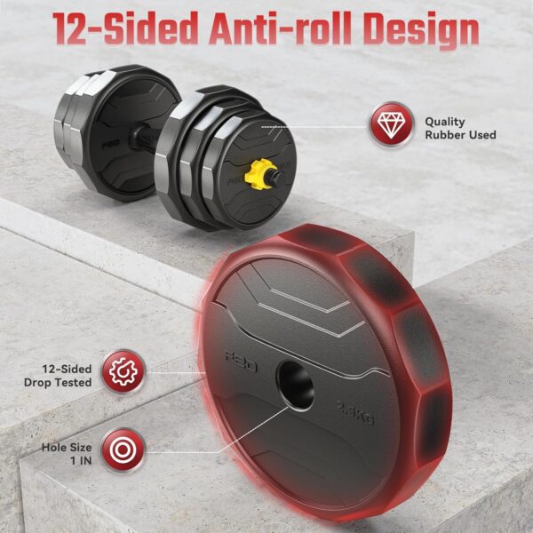 FEIERDUN Adjustable Dumbbells, 40/48/68/88lbs Free Weight Set with 4 Modes, Used as Barbell, Kettlebells, Push up Stand, Fitness Exercises for Home Gym Suitable Men/Women - Image 4