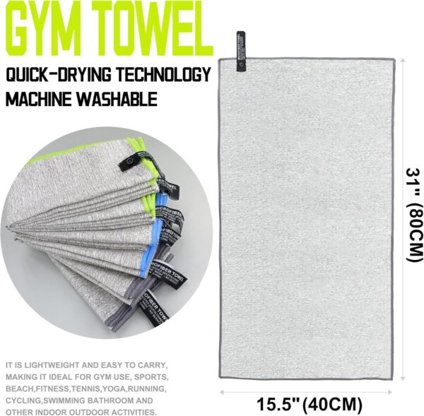 6 Pack Microfiber Gym Towels for Working Out，Fast Drying Workout Accessories Sweat Towels for Gym Gear,Gym Towels for Men & Women,Sports Exercise Fitness Gear Tennis Towels for Body Hot Yoga - Image 3