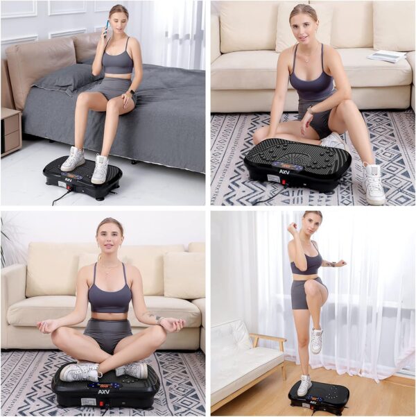 AXV Vibration Plate Fitness Platform Exercise Machine Vibrating Lymphatic Drainage Shaking Full Body Shaker Workout Vibrate Stand Shake Board Sport Gym for Weight Loss Fat Burner for Women Men - Image 8