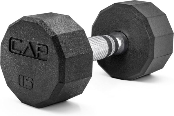 CAP Barbell unisex adult 12-Sided Series 12 Sided Coated Dumbbell, Black, 15-Pound US