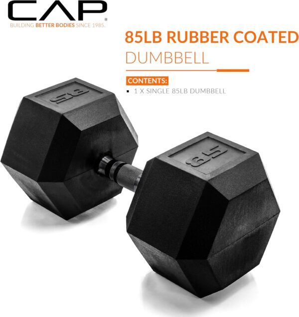 CAP Barbell 85 LB Coated Hex Dumbbell Weight with Black Handle - Image 2