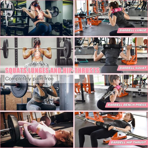 ATENTO 6 Pcs Barbell Pad Set with Weight Lifting Belt, Thick Cushion Hip Thrust Pad for Bench Press, Lunges, Workout, Leg Exercise, Squat Bar Pad for Relief Pressure from Neck & Shoulder for Smith machine & Olympic Bars, with 2 Gym Ankle Straps, Hip Resistance Band, Carry Bag - Image 2