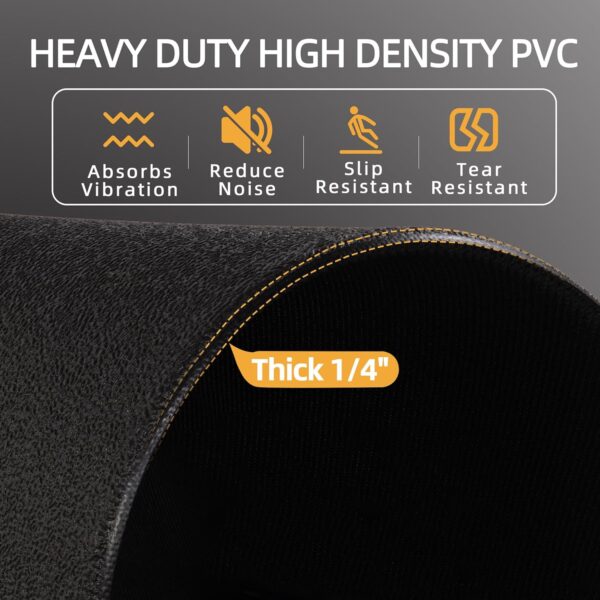 High Density Home Gym Treadmill Exercise Bike Equipment Mat, 1/4" Thick, Multiple Sizes - Image 4