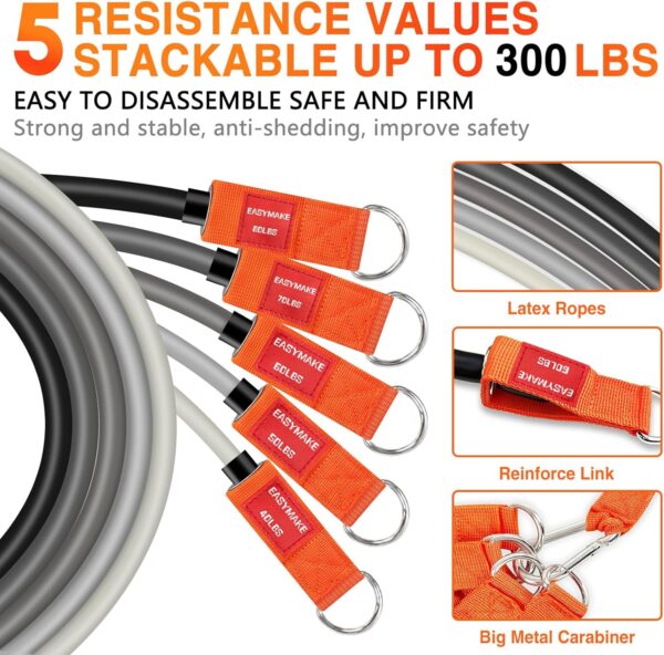 Resistance Bands,Heavy Exercise Bands with Handles, Door Anchor, Legs Ankle Straps, 300/240/360LBS Workout Bands for Men and Women Fitness, Heavy Resistance Training, Home Workout Set - Image 3