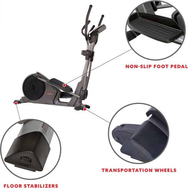 Sunny Health & Fitness Programmable 16 Electro-Magnetic Elliptical Cross Trainer Exercise Machine, Full-Body Cardio Equipment w/ 24 Pre-Built Workouts, 330LB Capacity,Optional Free SunnyFit App Link - Image 4