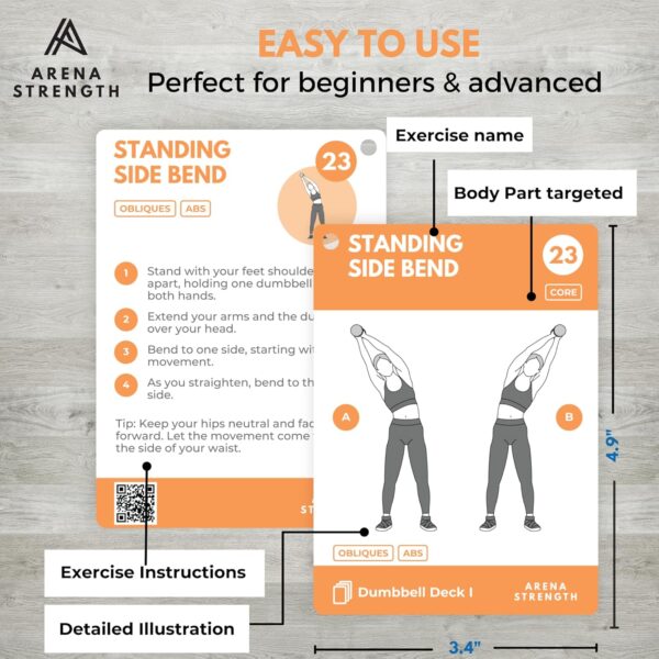 Arena Strength Workout Cards - Instructional Fitness Deck for Booty Band Workouts, Beginner Fitness Guide for Resistance Band Training Exercises at Home. Includes Workout Routines. - Image 3