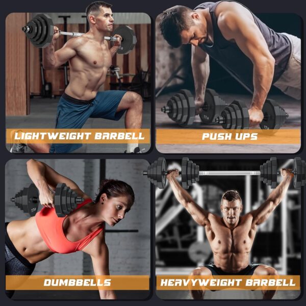 KISS GOLD Weights Dumbbells Set, Adjustable Dumbbell Sets 22Lbs 44Lbs 66Lbs 88Lbs with Solid Steel, Barbell Free Weight Set with Connector Workout Home Gym Equipment for Men Women Strength Training Shaping - Image 5