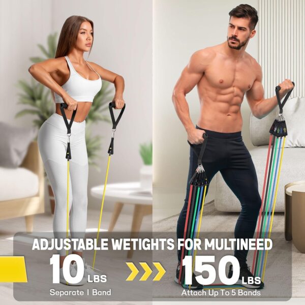 Resistance Bands, Resistance Band Set, Workout Bands, Exercise Bands for Men and Women, Exercise Bands with Door Anchor, Handles, Legs Ankle Straps for Muscle Training, Physical Therapy, Shape Body - Image 5